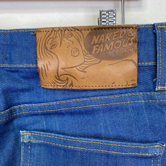 NAKED & FAMOUS Super Skinny Guy Jeans Mens 31 Japanese Denim Blue Button Fly - Picture 4 of 12